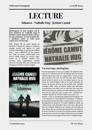 Lecture : Islanova de Nathalie Hug et Jérôme Camut