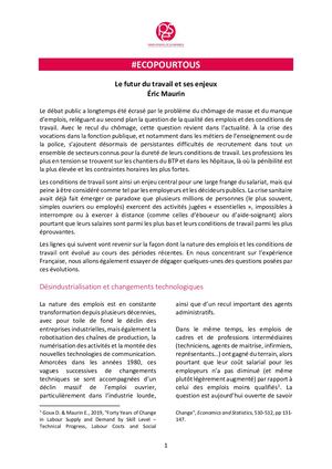 Éric Maurin : Le futur du travail et ses enjeux