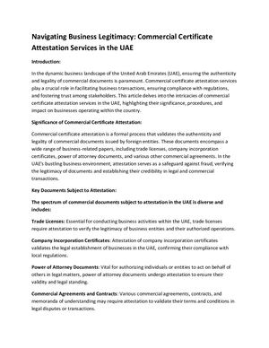 Commercial Certificate Attestation Services In The UAE