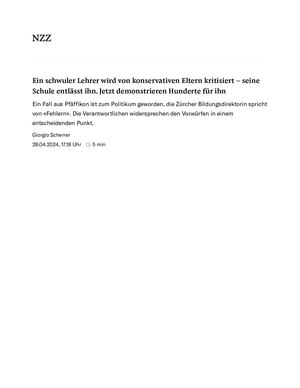 Schwuler Lehrer Entlassen Schule Pfäffikon In Der Kritik, Grosse Demonstration 2