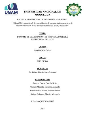 Informe Elaboracion De Maqueta Del ADN