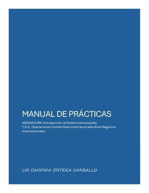 Manual De Prácticas De Introducción al Sistema Armonizado