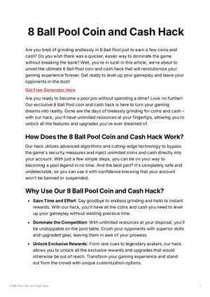 #8 Ball Pool Coin and Cash Hack