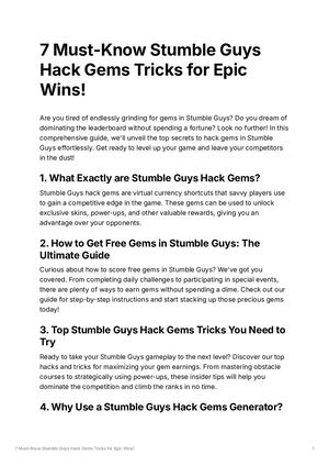 #7 Must-Know Stumble Guys Hack Gems Tricks for Epic Wins!