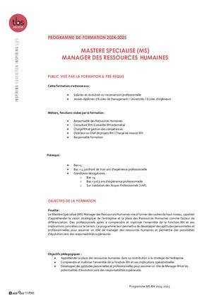 Programme MS RH 2024-2025
