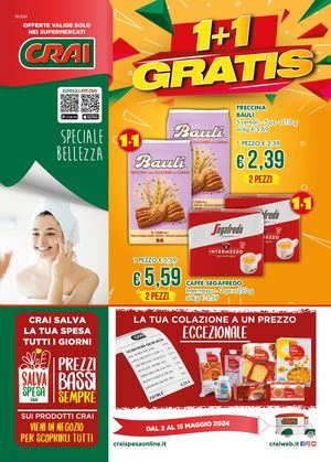 Volantino Crai Ama Supermercati Toscana, Marche ed Emilia Romagna dal 2 al 15 maggio