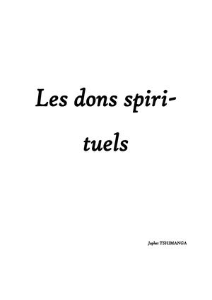 Japhet TSHIMANGA - Les dons Spirituels
