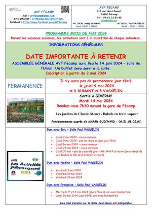 Programme Du Mois De Mai 2024
