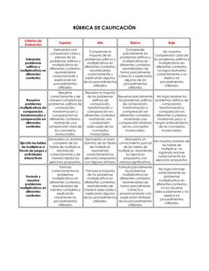 Rúbrica De Calificación