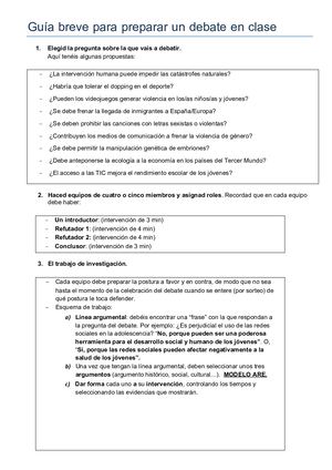 Guía Un Debate En Clase