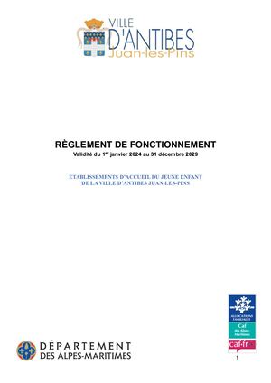 Règlement de fonctionnement des établissements d’accueil du jeune enfant