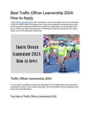 Best Traffic Officer Learnership 2024 How To Apply