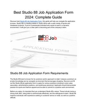 Best Studio 88 Job Application Form 2024 Complete Guide