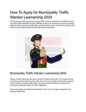 How To Apply For Municipality Traffic Warden Learnership 2024