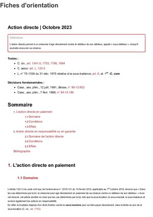 Action Directe Fiches D'orientation Dalloz