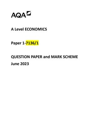 AQA A LEVEL ECONOMICS PAPER 1 June 2023 Question paper and MARKSCHEME