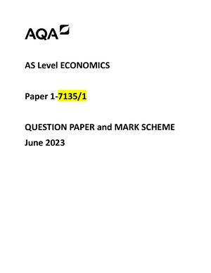 AQA AS LEVEL ECONOMICS PAPER 1 JUNE 2023 QUESTION PAPER, MARK SCHEME and FREE INSERT