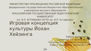 Игровая концепция Хейзинга Чухломина С А 14 гр