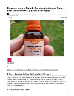 Bobra+: Descubra Como O ÓLeo De Semente De Abóbora Bobra Pode Transformar Sua Saúde Da Próstata