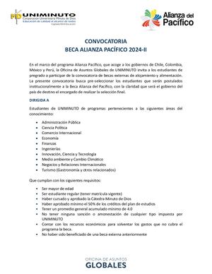 Términos De Referencia Beca Alianza Pacífico 2024 2