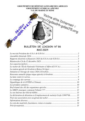 Bulletin N°86 Mai 2024