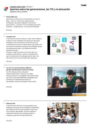 Aportes Sobre Las Generaciones, Las Tic Y La Educación (1)