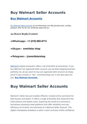 Buy Walmart Seller Accounts Smm5starshop Com