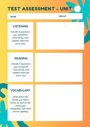 Test Assessment Worksheet