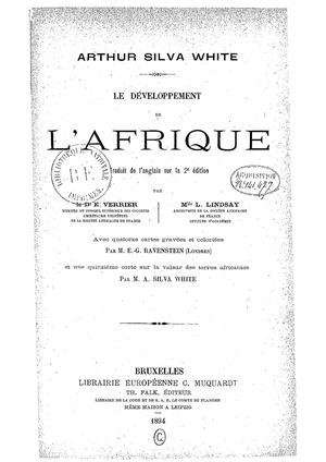 Le développement de l'Afrique, par Arthur Silva White, 1894