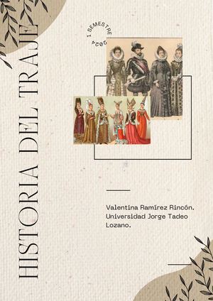 Historia del traje - Bitácora - Por Valentina Ramírez Rincón
