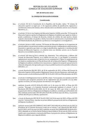 CES-Reglamento Régimen Académico