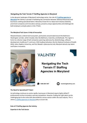 Navigating The Tech Terrain It Staffing Agencies In Maryland