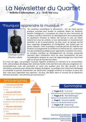 La Newsletter Du Quartet N°5 Avril-Mai 2024