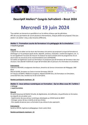 Descriptif Ateliers Congrès Sofrasims 2024 02 05 2024