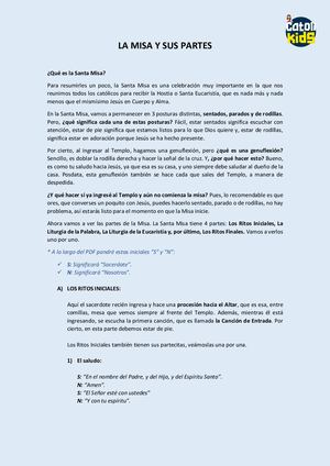 La Misa Y Sus Partes Pdf
