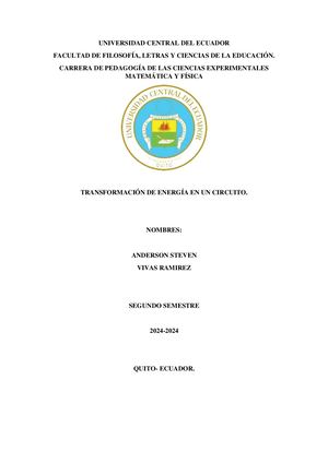 Transformacion De Energia En Un Circuito