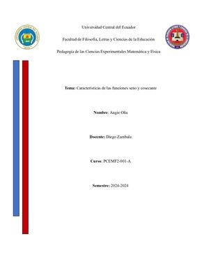 Caracteristicas De La Funsion Seno Y Cosecante