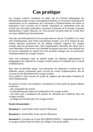 Sujet Voyage Scolaire