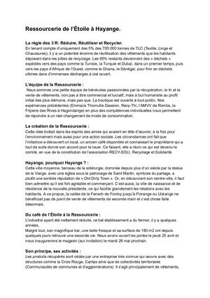 Ressourcerie De L’étoile Présentation