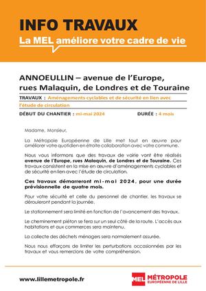 Annoeullin Ave Europe Malaquin Londres Touraine Flyer