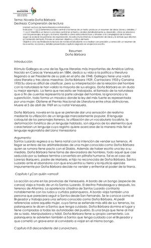 Dona Barbara Resumen General Repaso