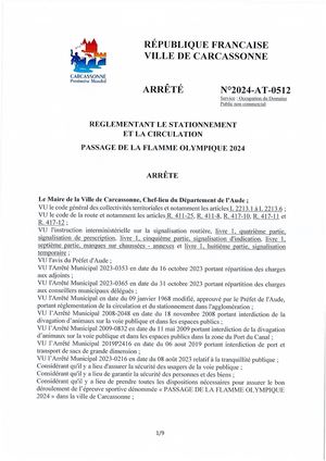 Arrêté Municipal Flamme Olympique