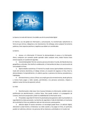 Lo bueno y lo malo del internet
