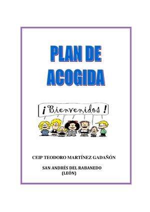 Plan Acogida Ceip Teodoro Martínez Gadañón