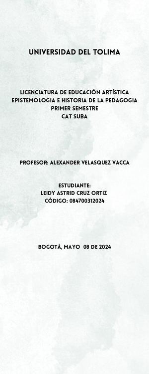 Sinopsis Cronologica Historia De La Pedagogia