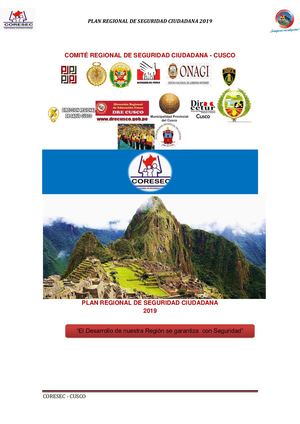 Plan Regional Seguridad Ciudadana CUSCO