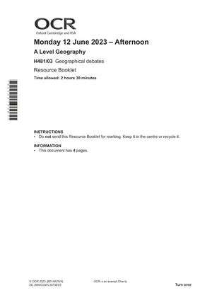 Calaméo - 2023 OCR A LEVEL GEOGRAPHY PAPER 3 INSERT (H481/03 ...