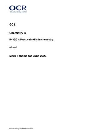 Calam o 2023 OCR A LEVEL CHEMISTRY B PAPER 3 MARK SCHEME H433 03 calam-o-2023-ocr-a-level-chemistry-b-paper-3-mark-scheme-h433-03