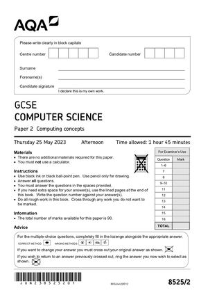 Calaméo - 2023 AQA GCSE COMPUTER SCIENCE PAPER 2 QUESTION PAPER (8525/2 ...