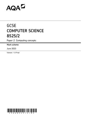 2023 AQA GCSE COMPUTER SCIENCE PAPER 2 MARK SCHEME (8525/2: Computing concepts).